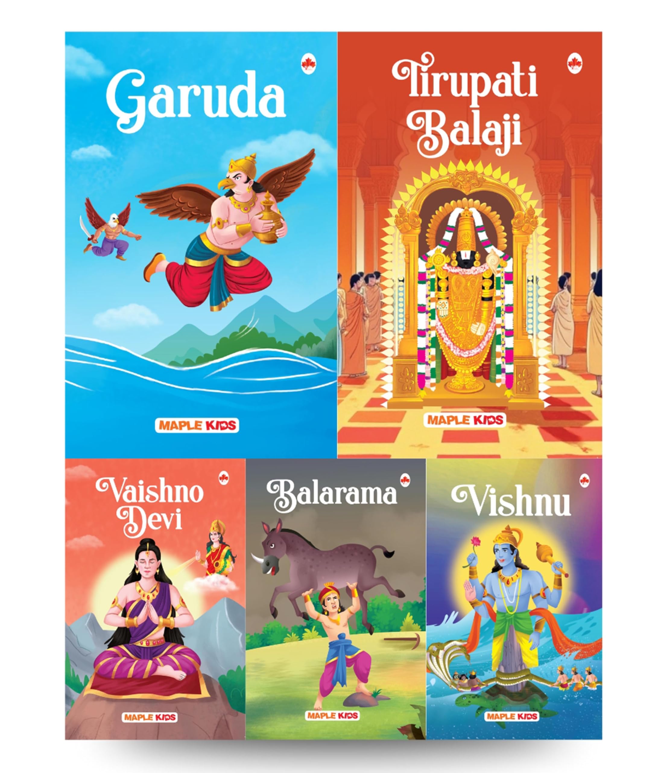 Story Books For Kids (Set Of 5 Books) - Balaji, Vishnu, Balarama, Garuda, Vaishno Devi - Mythology Stories For Children - Read Aloud To Infants, Toddlers - Age 3+