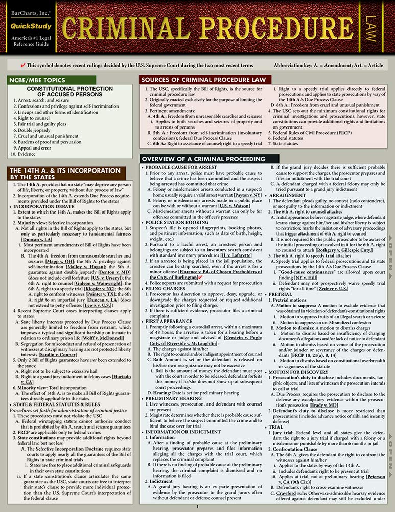 Criminal Procedure (Quickstudy Law),Used