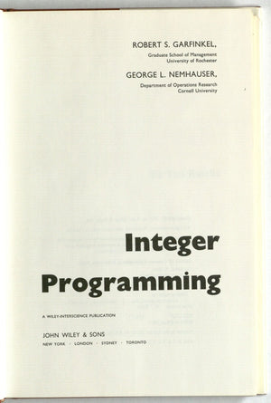 Integer Programming (Series in Decision & Control),Used