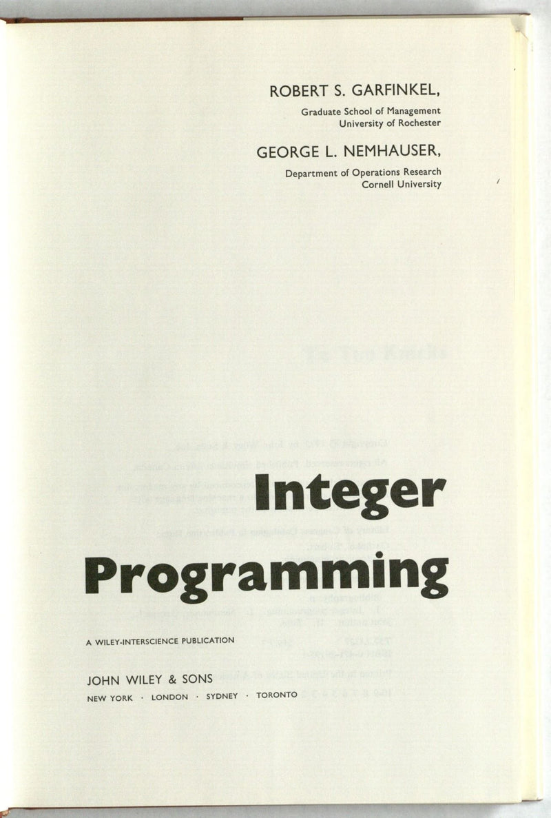 Integer Programming (Series in Decision & Control),Used