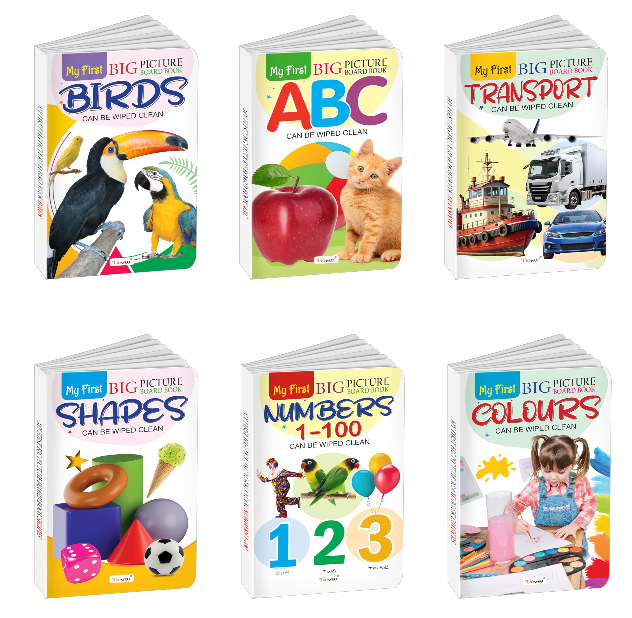 My First Big Picture Board Book Abc, Numbers 1-100, Birds, Transport And More : Toddler Educational Books, Kids Learning Board Books, Fun Picture Books | Pack Of 6 Board Books