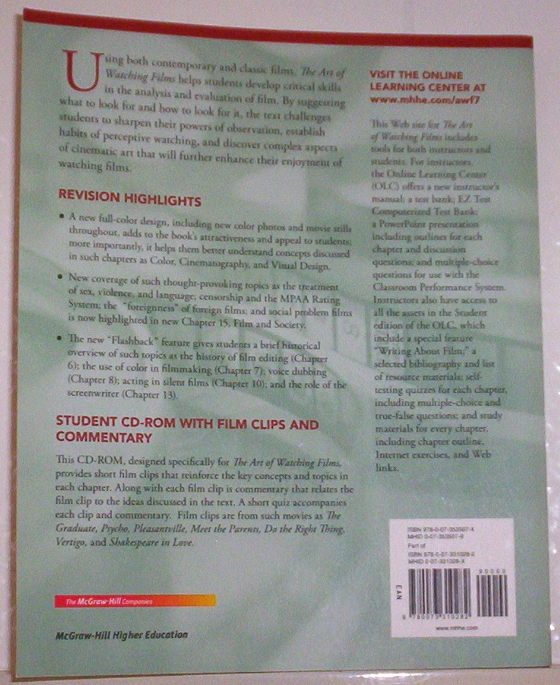 The Art Of Watching Films With Tutorial Cdrom,Used