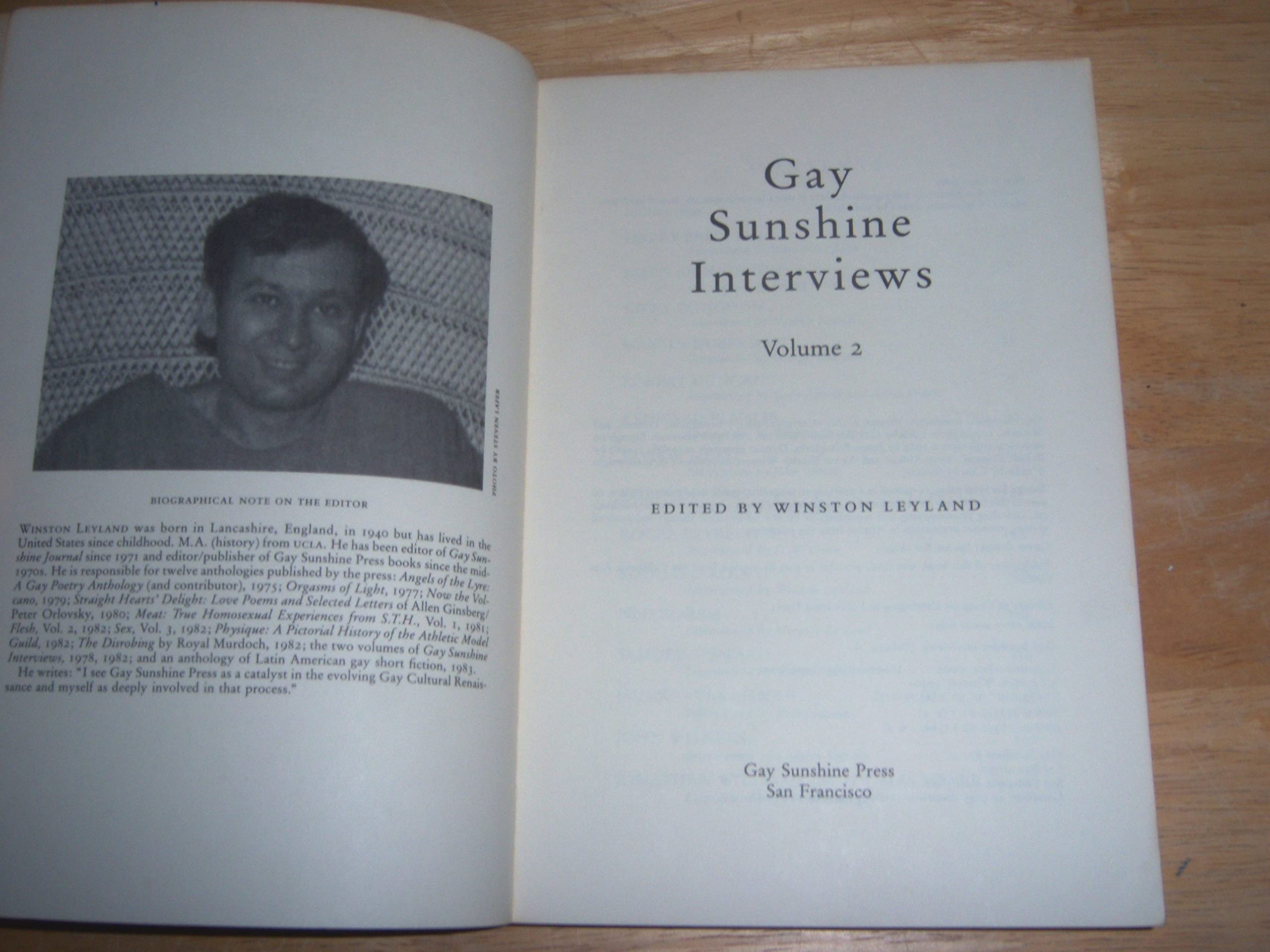 Gay Sunshine Interviews Volume Two