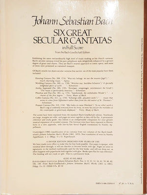 Six Great Secular Cantatas in Full Score: from the BachGesellschaft Edition (Dover Music Scores),Used