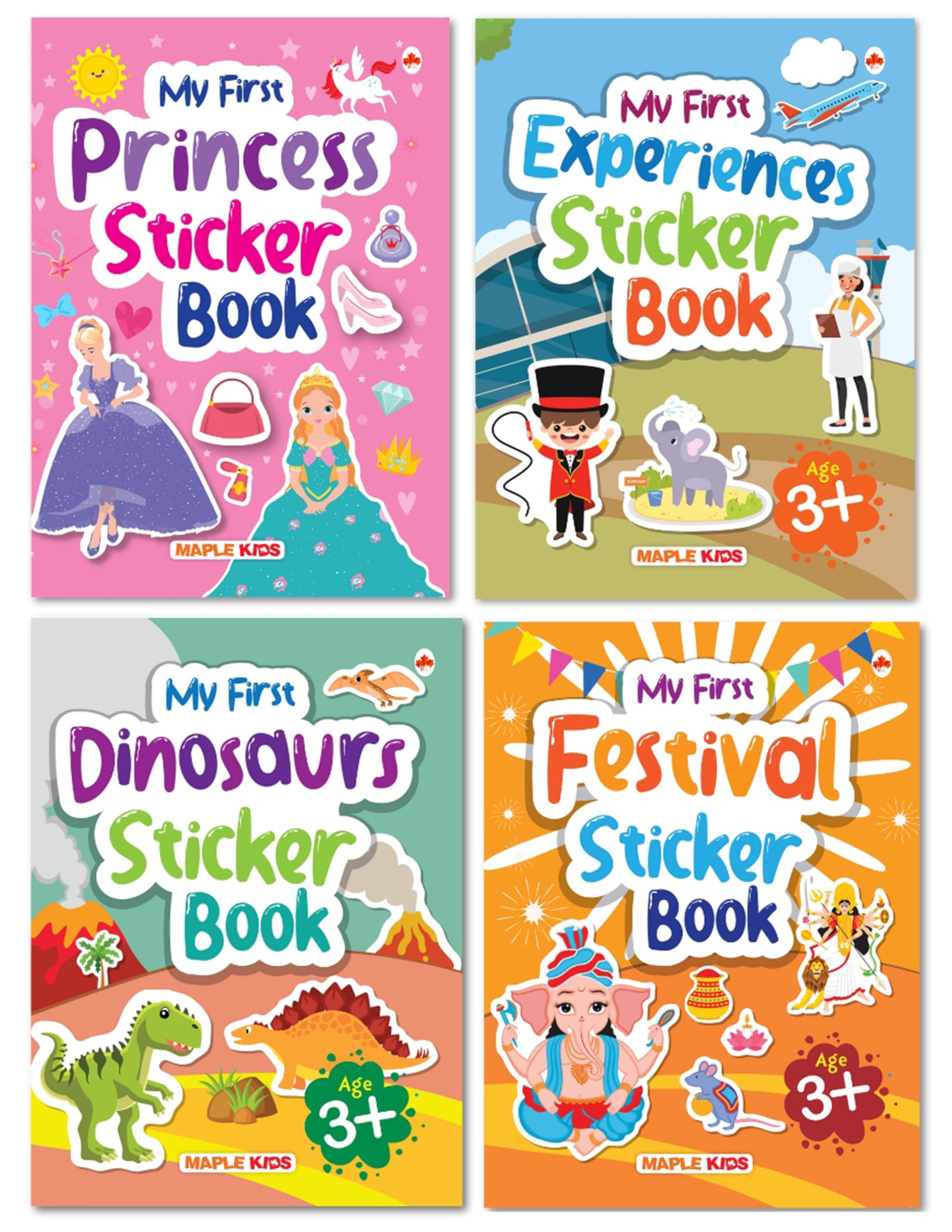 My First Sticker Books (Set Of 4 Books) - Princess, Dinosaurs, Festivals And Experiences - Activity Books With 375+ Stickers - Age 3+