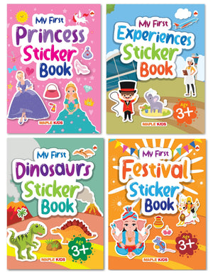 My First Sticker Books (Set Of 4 Books) - Princess, Dinosaurs, Festivals And Experiences - Activity Books With 375+ Stickers - Age 3+
