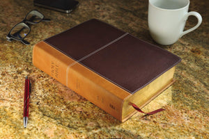 KJV, Amplified, Parallel Bible, Large Print, Leathersoft, Tan/Burgundy, Red Letter: Two Bible Versions Together for Study and Co,Used