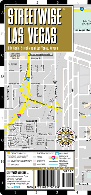 Streetwise Las Vegas Map  Laminated City Center Street Map of Las Vegas, Nevada,Used