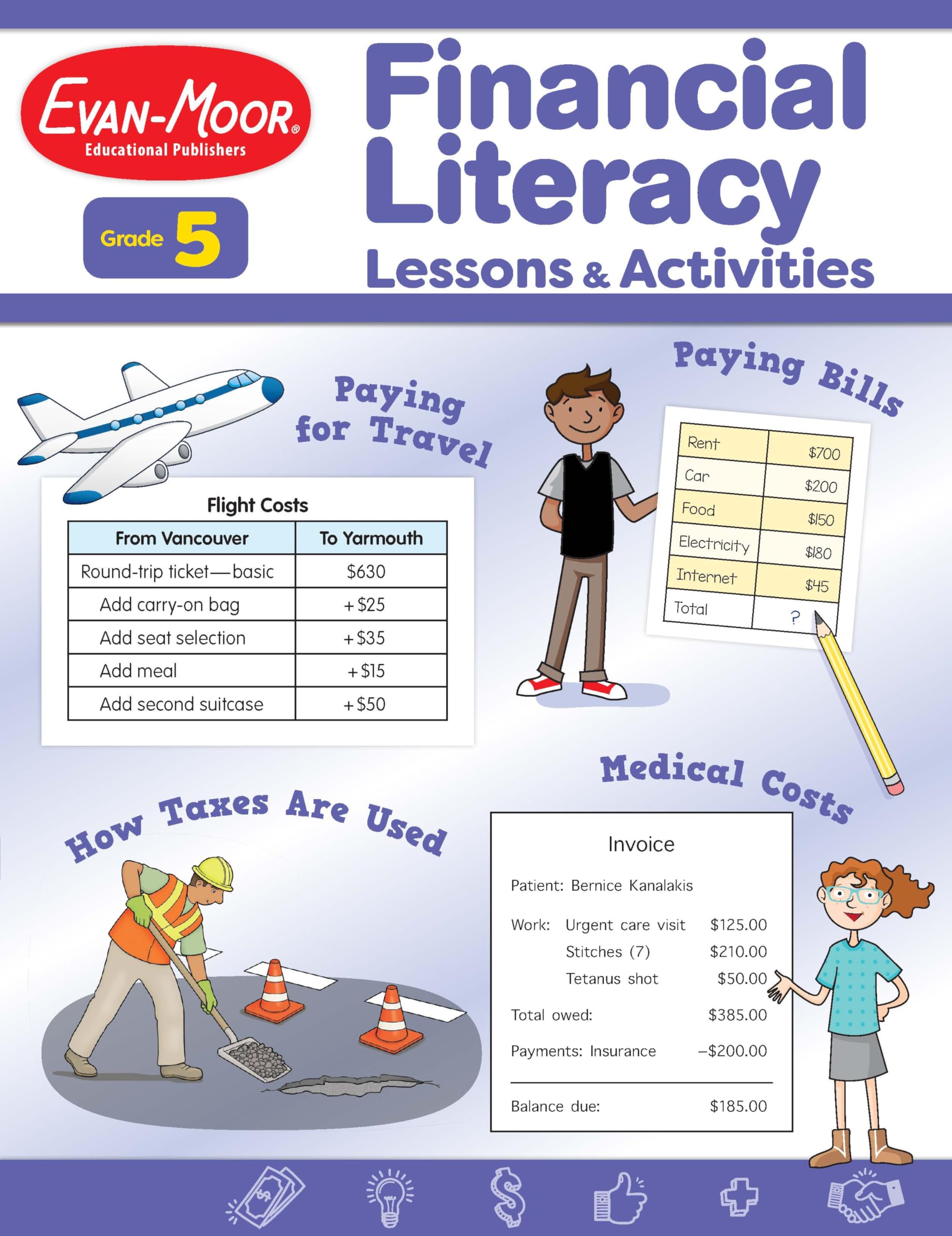 Evanmoor Financial Literacy Lessons And Activities, Grade 5, Homeschool And Classroom Resource Workbook, Learn About Money, Ear,Used
