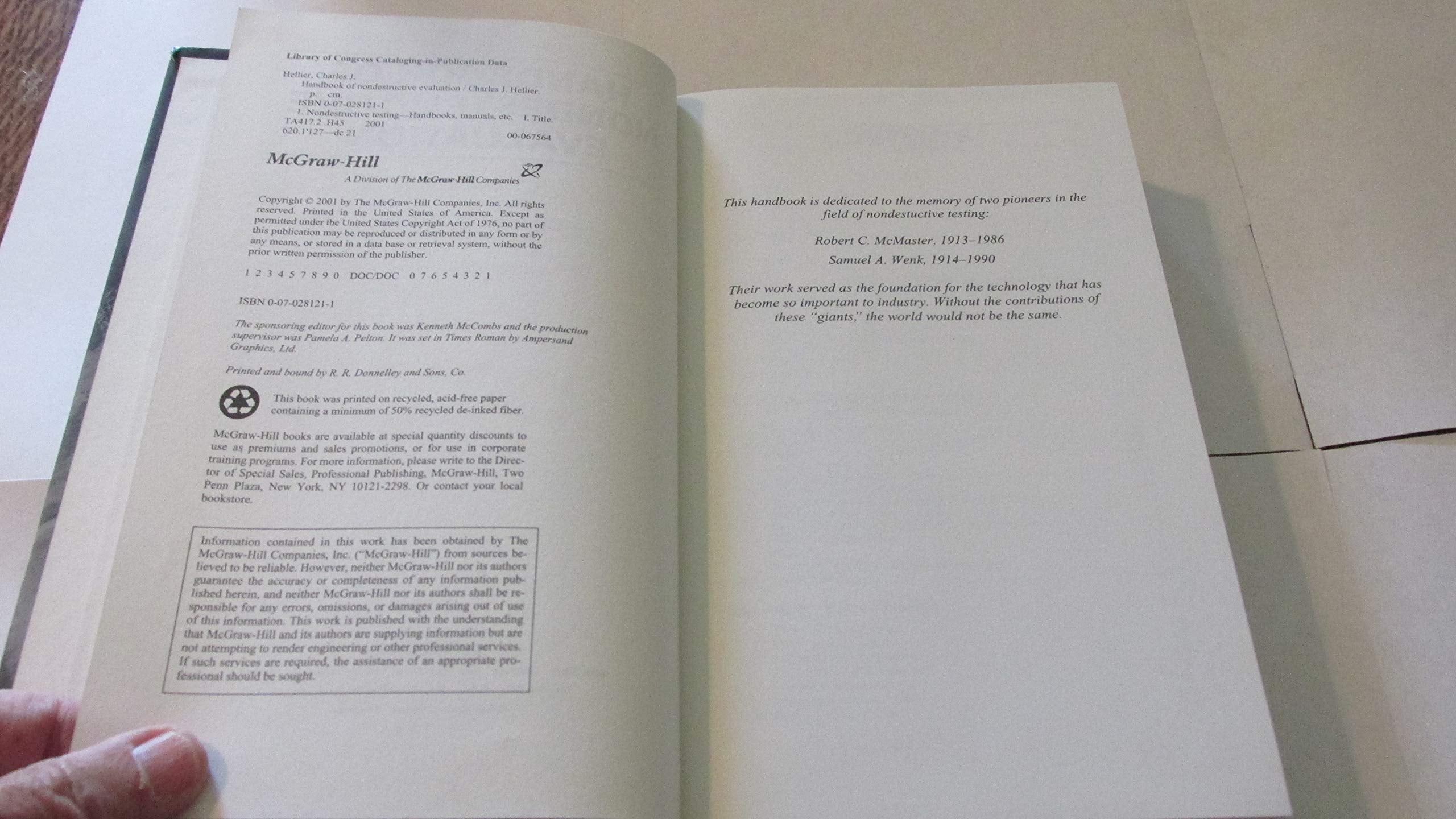Handbook of Nondestructive Evaluation,Used