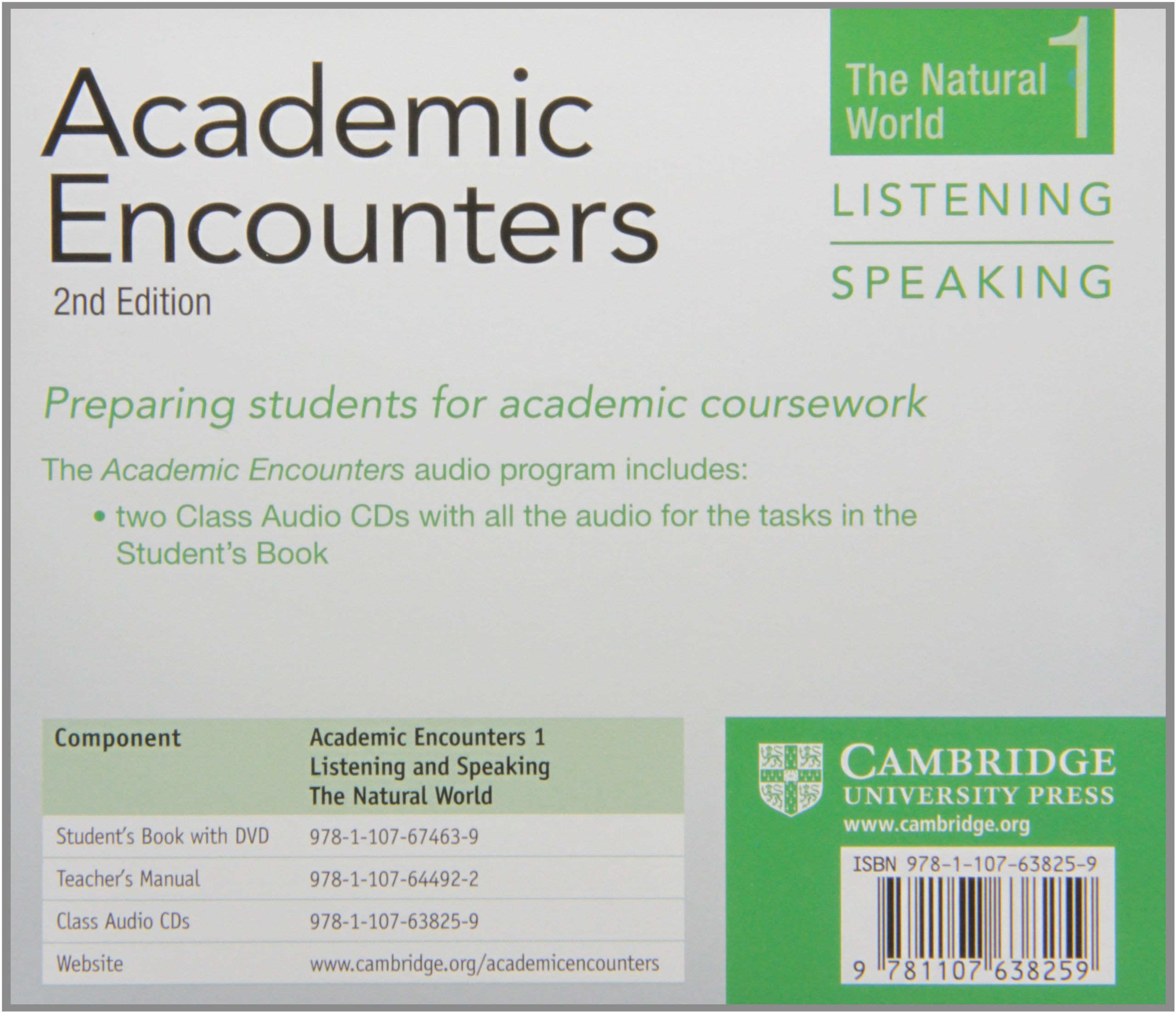 Academic Encounters Level 1 Class Audio CDs (2) Listening and Speaking,Used