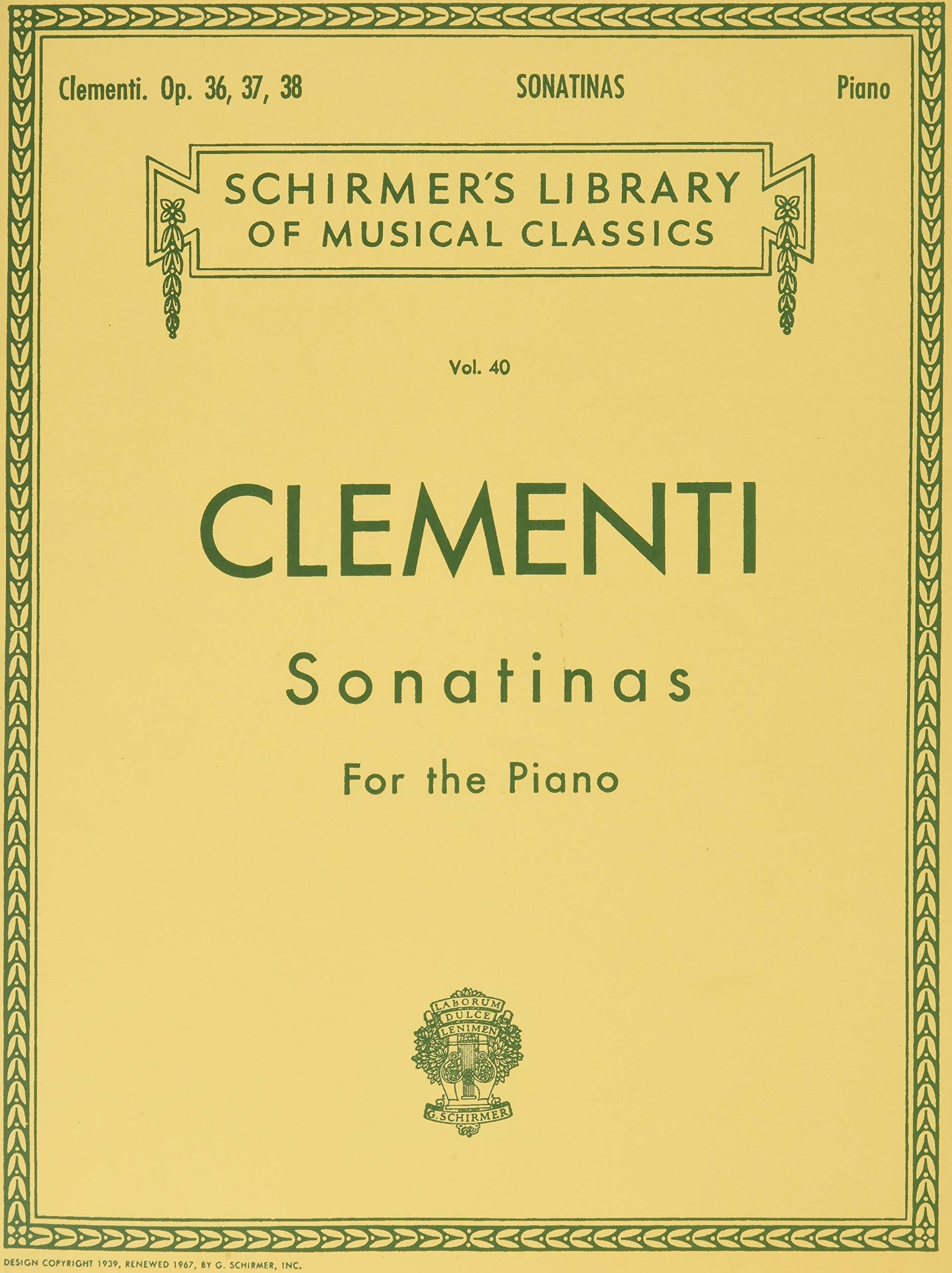 Clementi: Sonatinas, Op. 36, 37, 38 (Schirmer's Library of Musical Classics, Vol.40),New