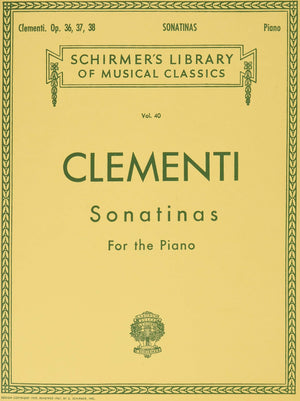 Clementi: Sonatinas, Op. 36, 37, 38 (Schirmer's Library of Musical Classics, Vol.40),New