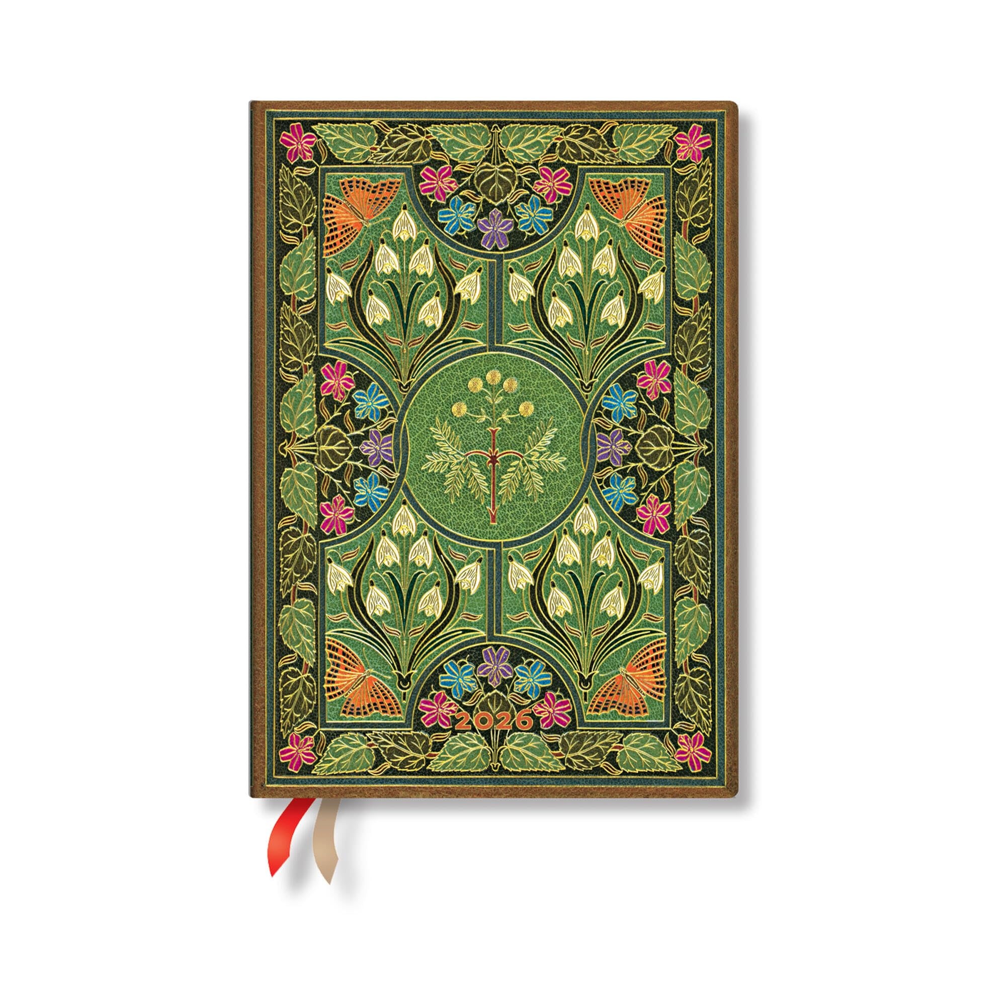 Paperblanks | 2026 Poetry In Bloom | Poetry In Bloom | 12Month Planner | Midi | Vertical | Elastic Band | 160 Pg | 100 Gsm