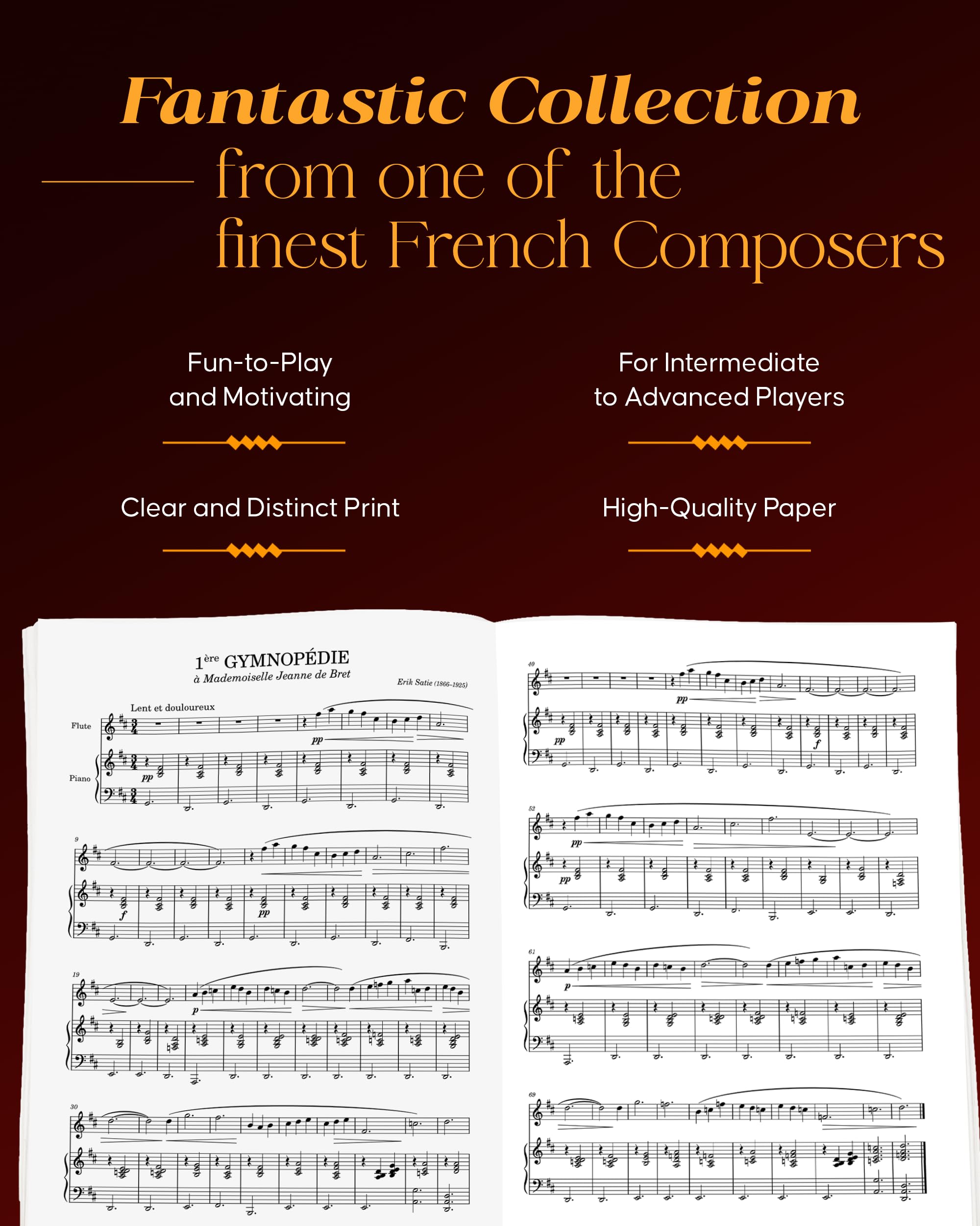3 Gymnopedies: Schirmer Library of Classics Volume 1869 Piano Solo  Classical Piano Sheet Music Book with 3 Legendary Compositi,New