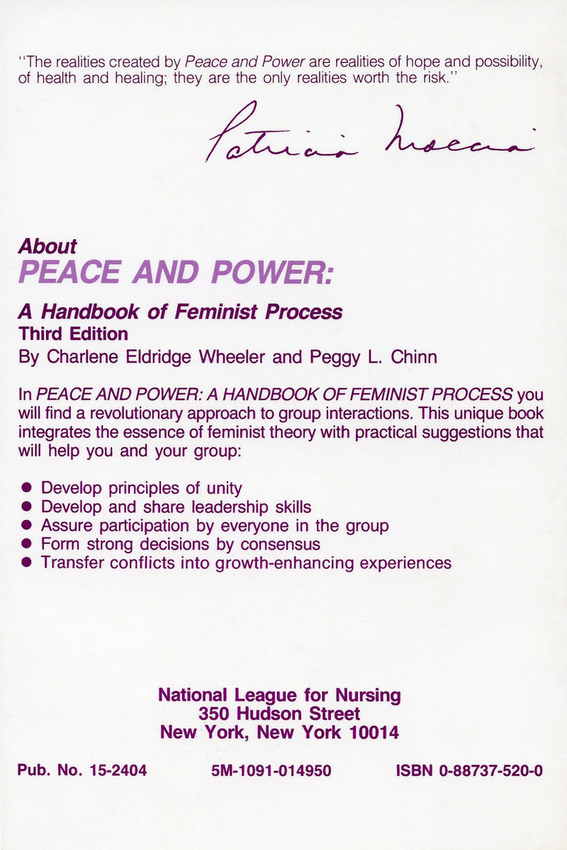Peace and Power : A Handbook of Feminist Process,Used