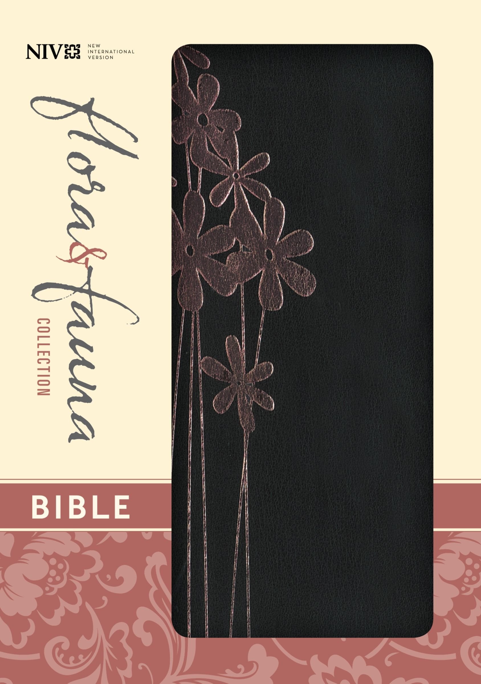 Holy Bible: New International Version, Black / Pink Flower Italian DuoTone, Small Print,Used