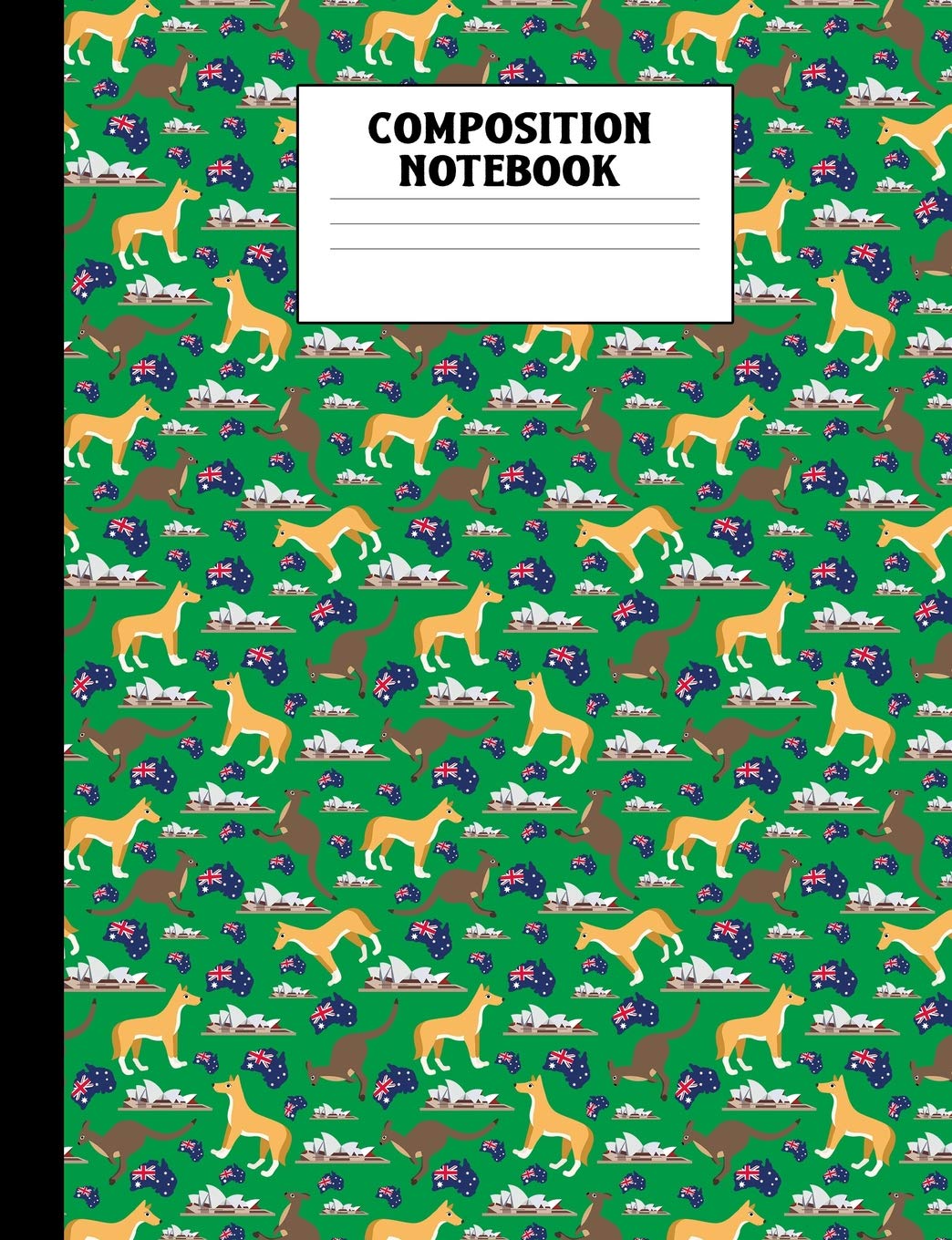 Composition Notebook: Green Australian Icons College Ruled Book,Used