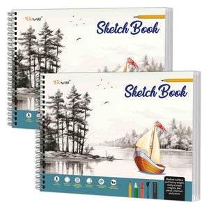 Big Size Pemium Sketch Book : Spiral-Bound Art Notebooks, Art Colouring Book (27.5 X 34.7 Cm), 140 Gsm Thick Paper Book For Drawing And Sketching | Pack Of 2 Sketch Books