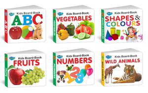Early Learning Little Library Kids Children Baby Books Set For 1 Year Old To 3 Year Old , Set Of 6 Books - Alphabets, Fruits, Vegetables, Wild Animals, Shapes & Colours, Numbers