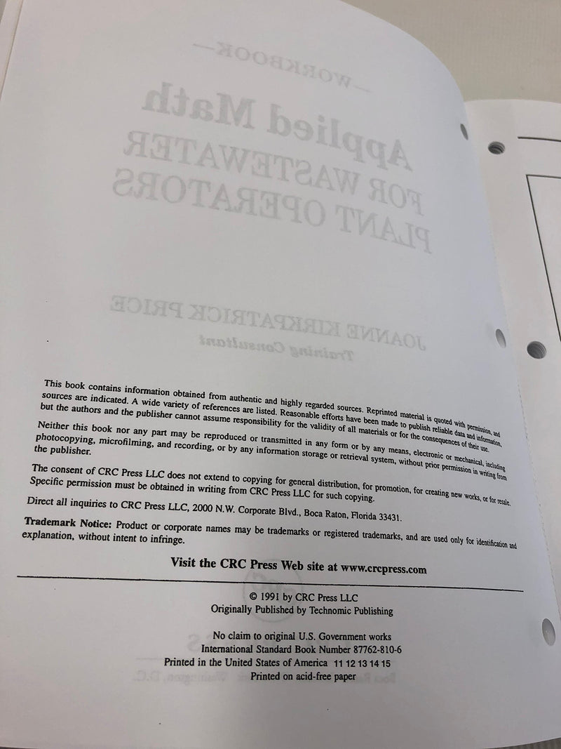 Applied Math for Wastewater Plant Operators  Workbook,Used