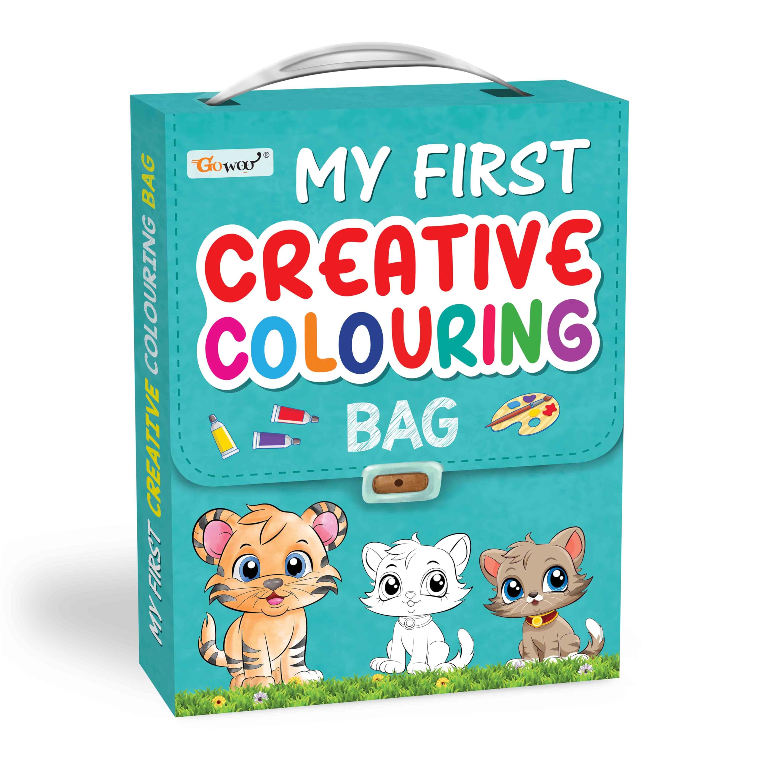 My First Creative Colouring Bag : Kids Colouring Book, My First Colouring Book, Colouring Bag For Young Learners - Ages 3-12, Colours, Numbers, Alphabet, Fruits & More - Set Of 8 Colouring Books.