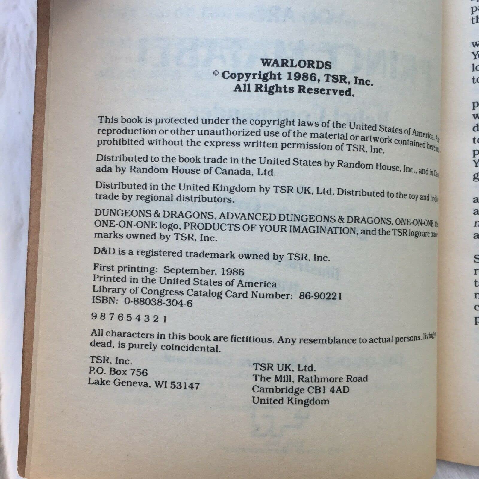 Warlords: An Oriental Adventures Gamebook (Advanced Dungeons & Dragons),Used
