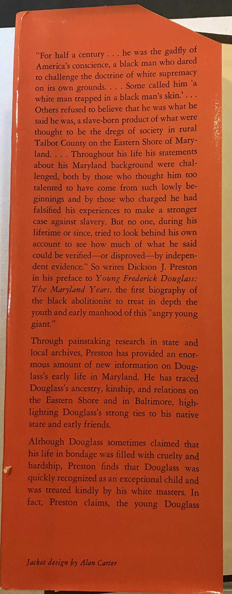 Young Frederick Douglas: The Maryland Years (Maryland Paperback Bookshelf),Used