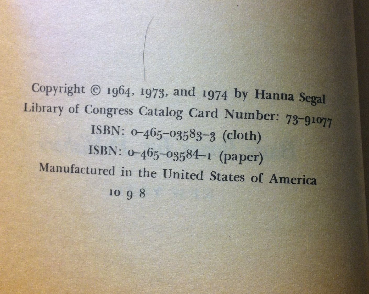 Introduction To The Work Of Melanie Klein,Used