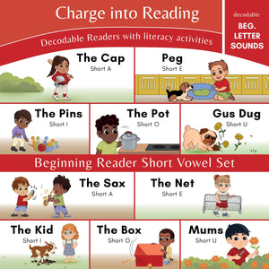 Charge Into Reading Decodable Books (Stage Pre1): 10 Beginning Letter Sound Short Vowel Decodable Readers To Help Prek And Kin