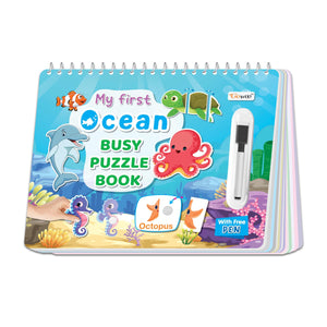 My First Ocean Busy Puzzle Book: Children Activity Binder Book, Early Learning Book, Spiral Binding, Montessori Book With Hook And Loop, Toddlers Activity Sticker Book.