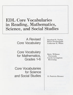 Edl Core Vocabularies In Reading, Mathematics, Science, And Social Studies,New