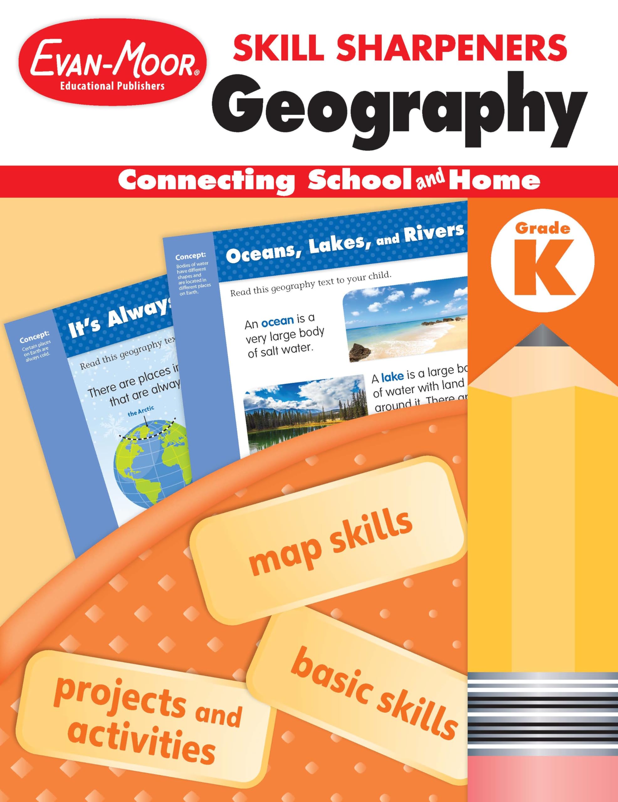 EvanMoor Skill Sharpeners: Geography Grade K Student Edition Supplemental or homeschool Activity Book, Basic Map Skills,Used