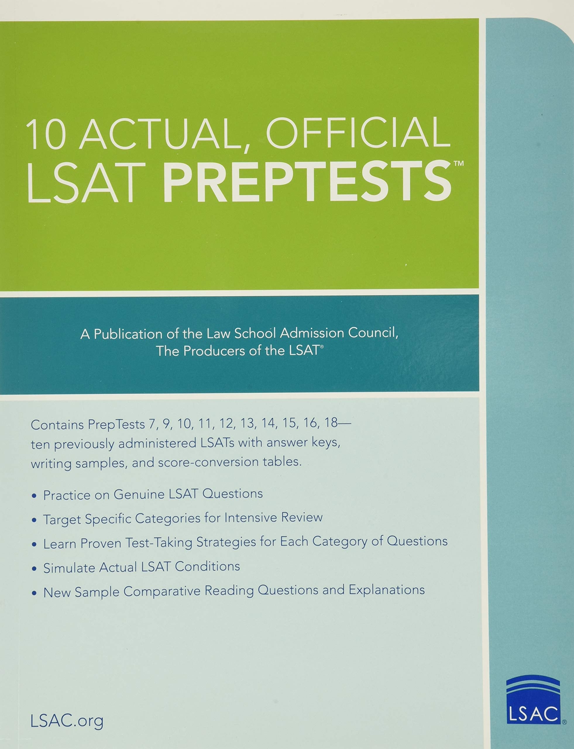 10 Actual, Official LSAT PrepTests,Used