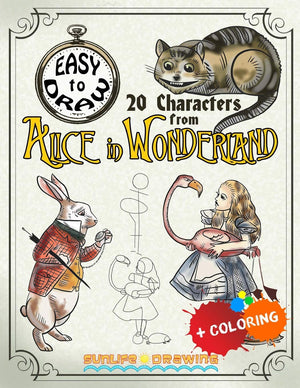 EASY TO DRAW 20 Characters from Alice in Wonderland: Draw & Color 20 Cartoon Characters (Drawing & Coloring Books),Used