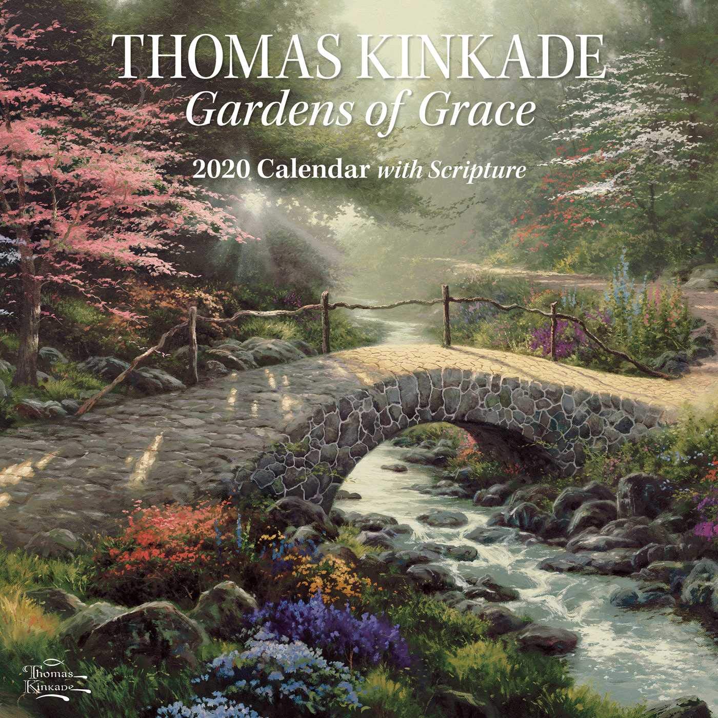 Thomas Kinkade Gardens of Grace with Scripture 2020 Wall Calendar,Used