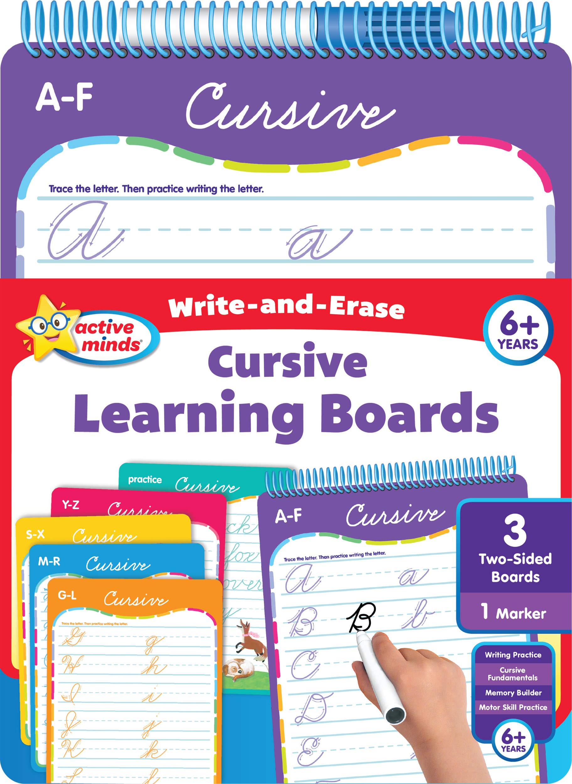 Active Minds  WriteandErase  Wipe Clean Learning Boards Ages 6+  Cursive (Active Minds Welbs),Used