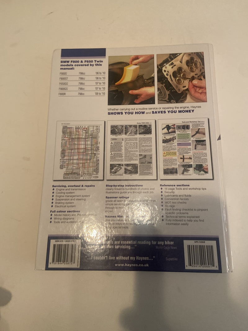BMW F650, F700 & F800 Twins (0616) Haynes Repair Manual (Haynes Service & Repair Manual),Used