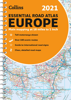 2021 Collins Essential Road Atlas Europe,Used