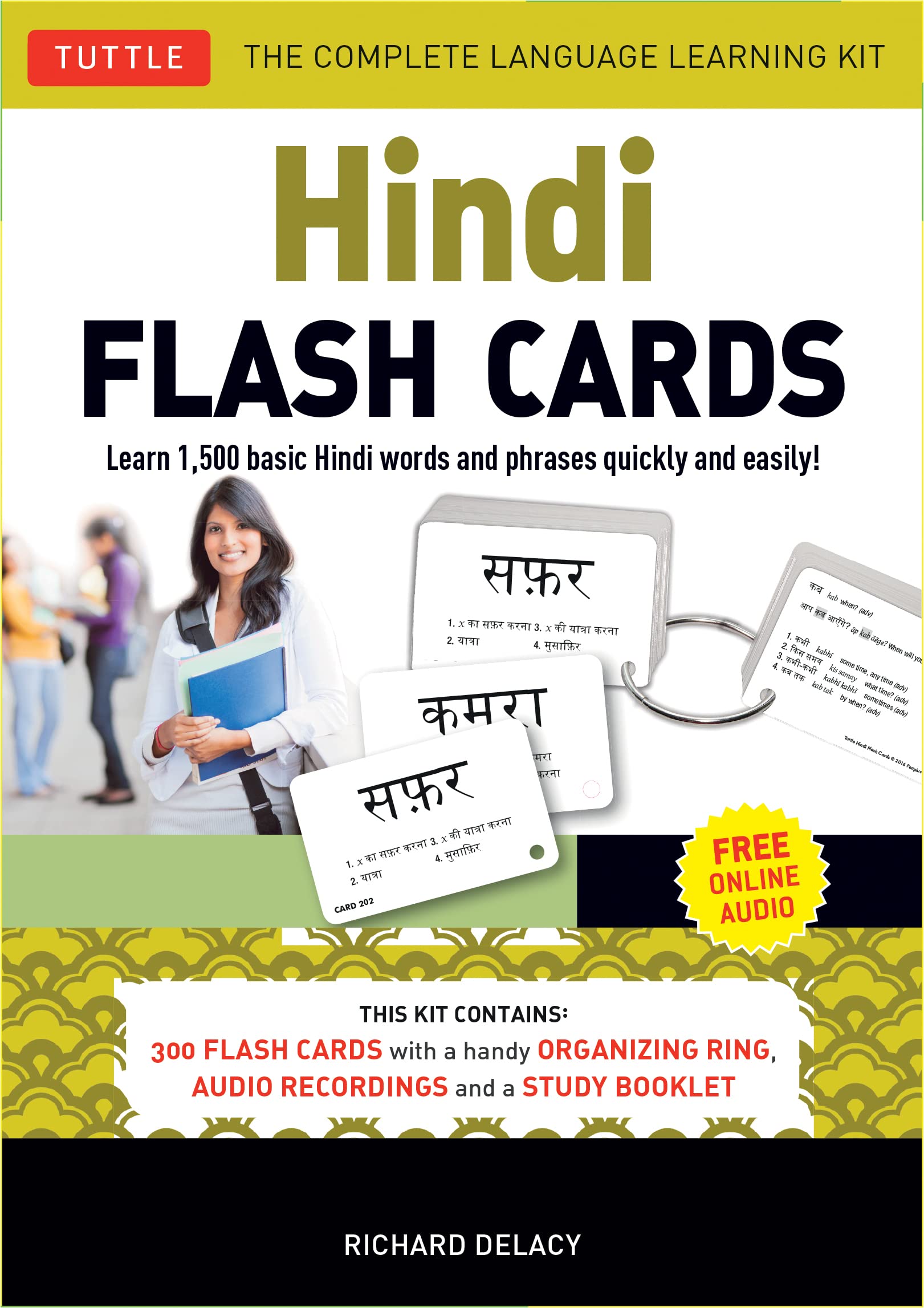 Hindi Flash Cards Kit: Learn 1,500 basic Hindi words and phrases quickly and easily! (Online Audio Included),New