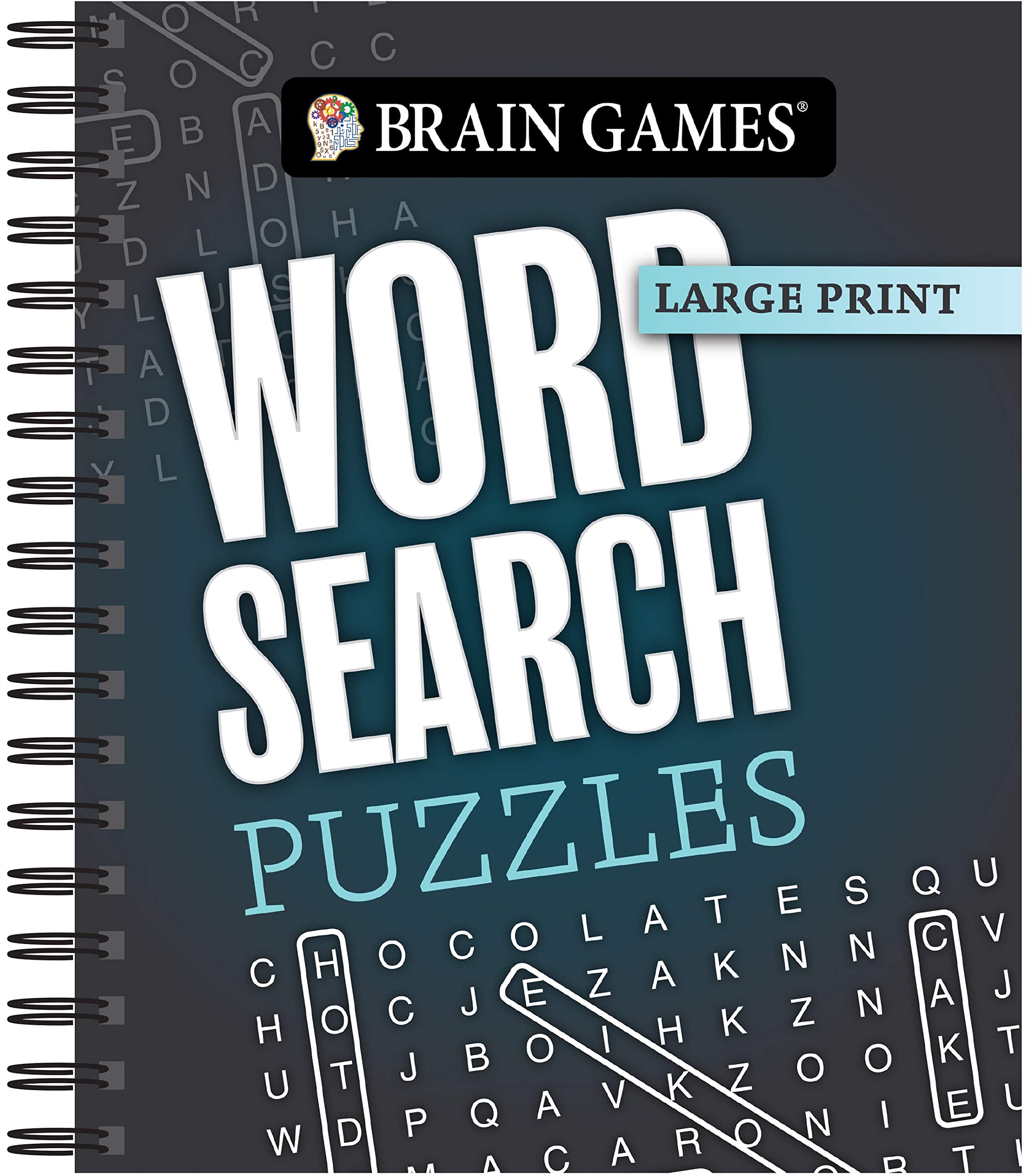 Brain Games  Large Print: Word Search Puzzles (Dark Gray),Used