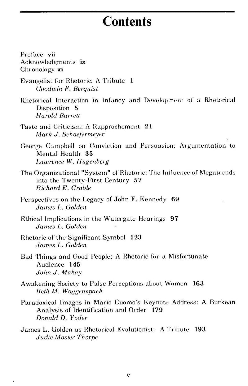 Rhetorical Studies Honoring James L. Golden,Used