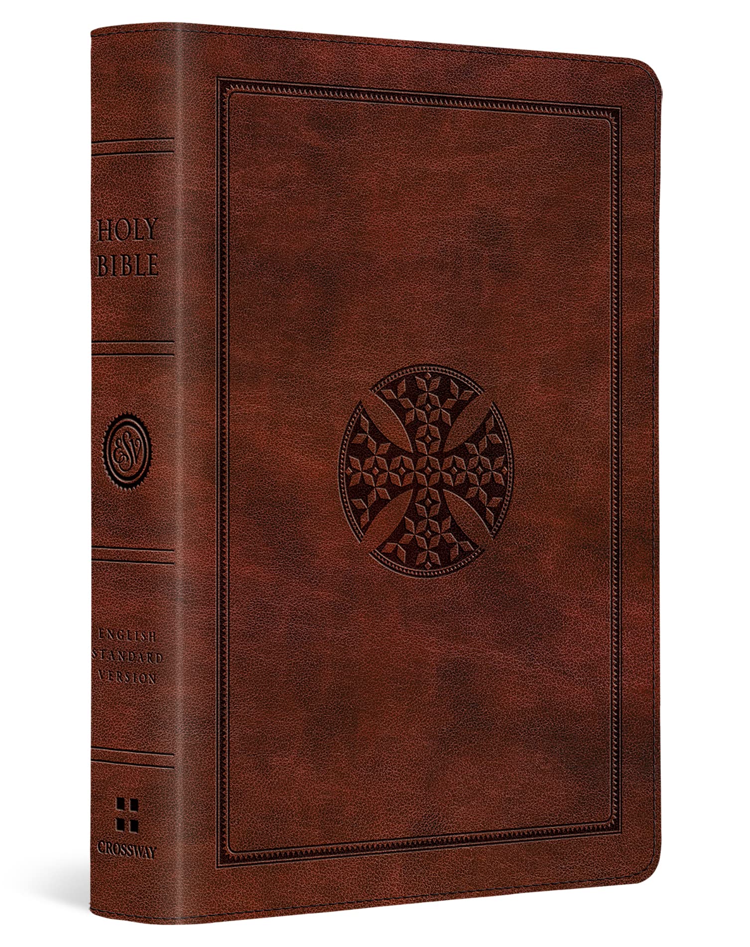 ESV Large Print Compact Bible (TruTone, Brown, Mosaic Cross Design)