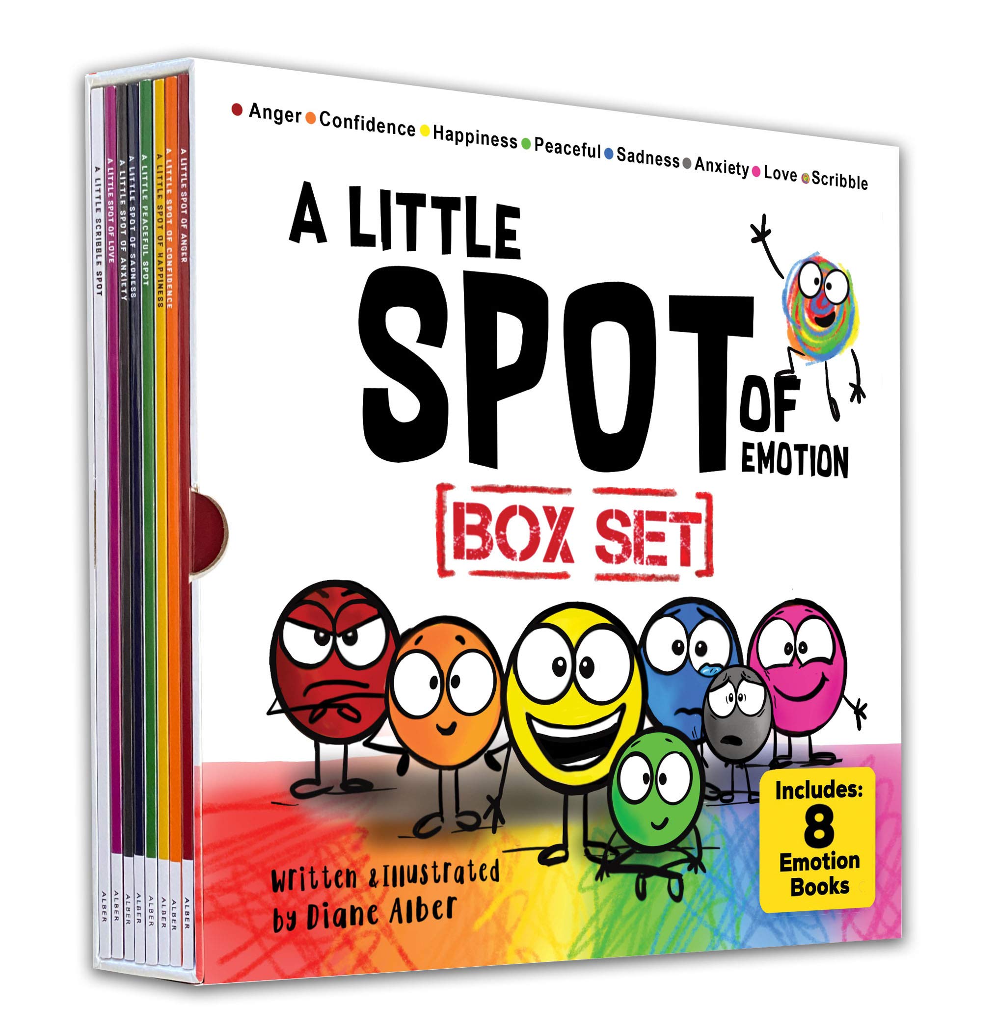 A Little SPOT of Emotion 8 Book Box Set (Books 18: Anger, Anxiety, Peaceful, Happiness, Sadness, Confidence, Love, & Scribble E,New