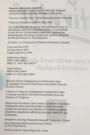 Longman Language Activator: Helps You Write and Speak Natural English, Second Edition,Used