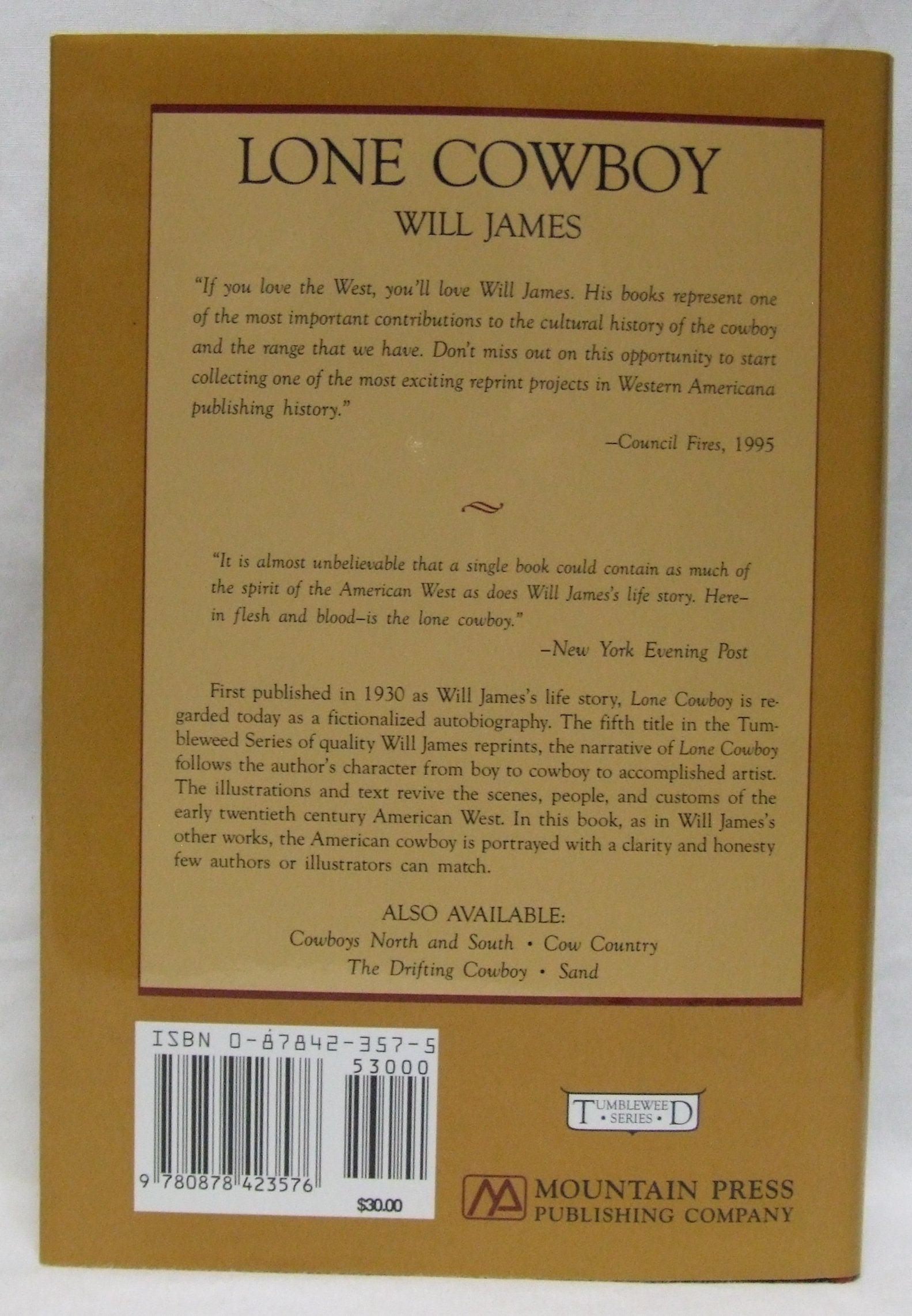 Lone Cowboy: My Life Story,Used