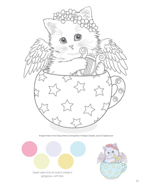 Teacup Kittens Coloring Book (Design Originals) 32 Adorable ExpressiveEyed Cat Designs from Illustrator Kayomi Harai on HighQu,Used