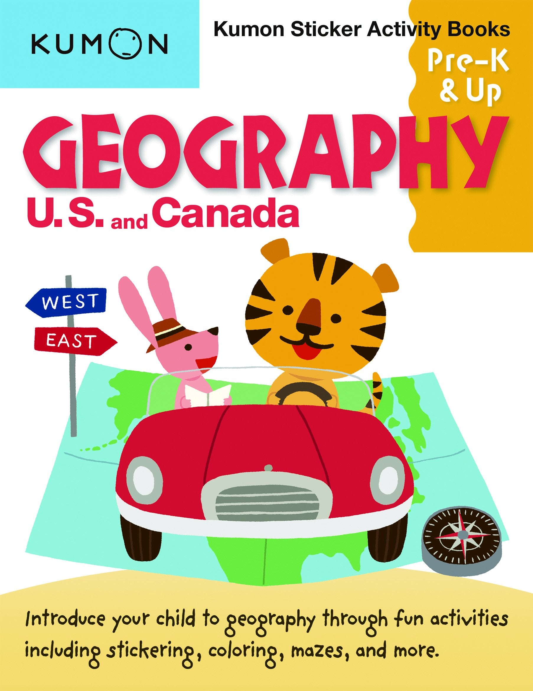 Kumon Pre K & Up Geography US and Canada Sticker Activity Book (Kumon Sticker Activity Books),Used