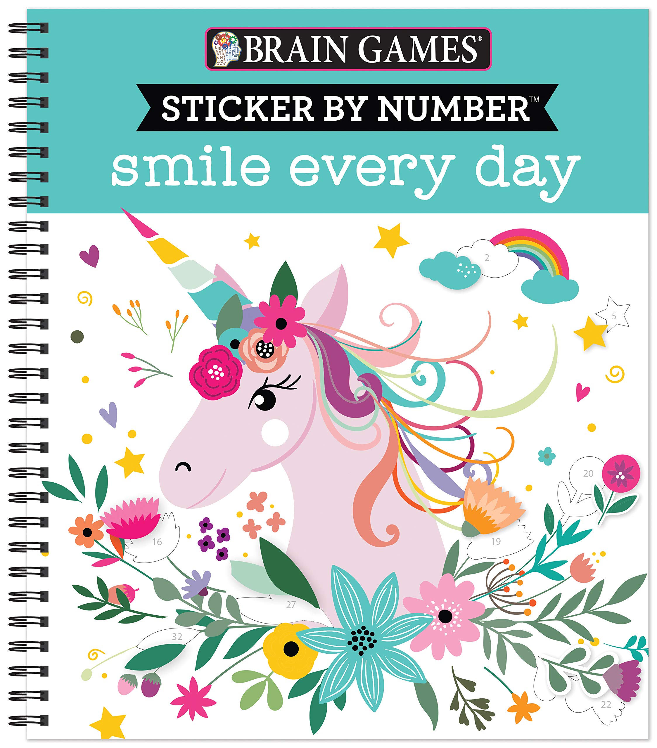 Brain Games  Sticker by Number: Smile Every Day,Used