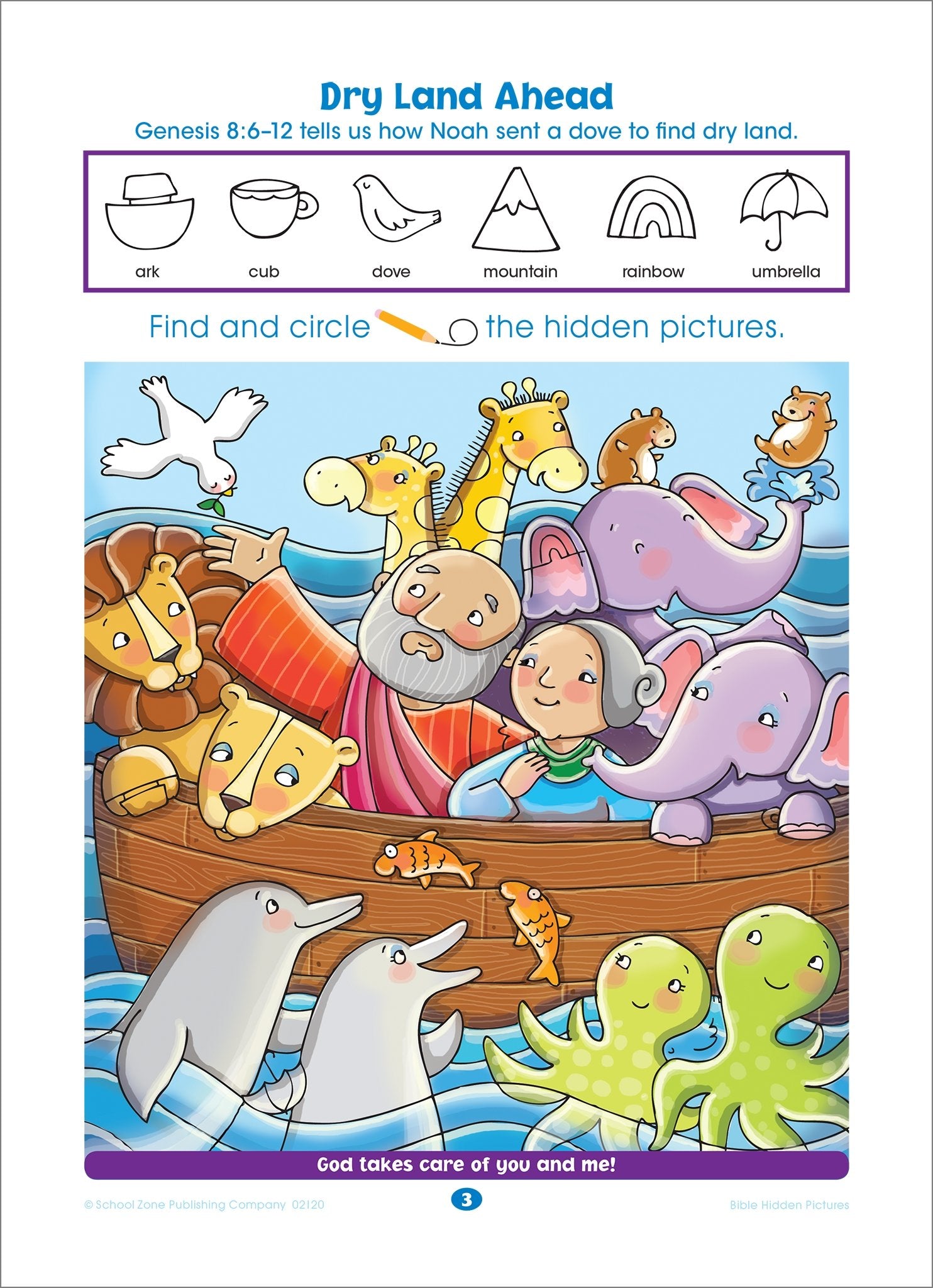 School Zone  Bible Hidden Pictures! Workbook  Ages 4 To 6, Preschool To Kindergarten, Christian Scripture, Old & New Testament,Used